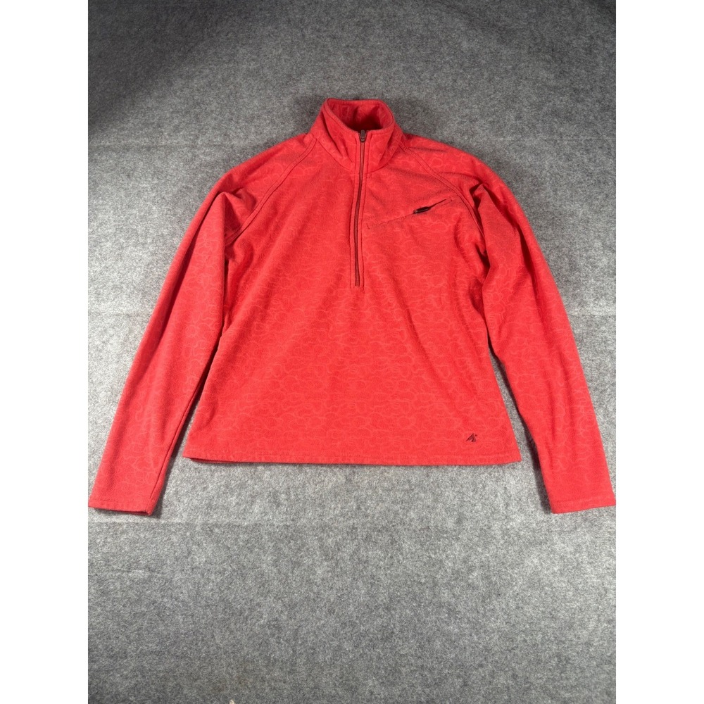 EASTERN MOUNTAIN SPORTS Red Textured Fleece 1/4 Zip‎ Pullover Womens XS